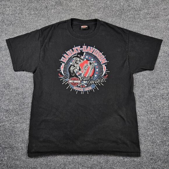 Harley-Davidson T-Shirt Men's L USA Motorcycle Uncle Sam Dalton GA Skull America - Picture 2 of 7